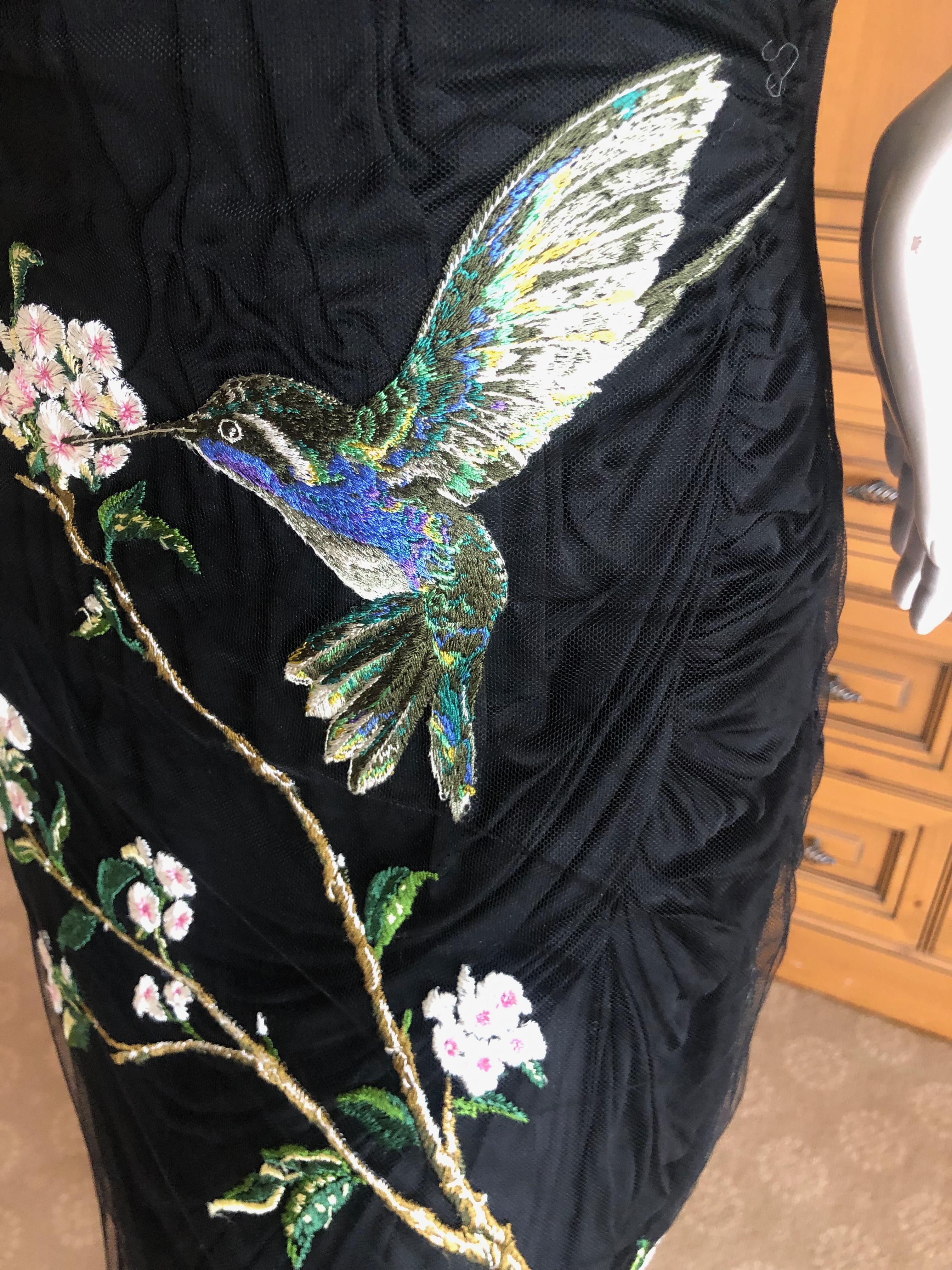 Alexander McQueen Resort 2009 Hummingbird Embroidered Little Black Corset Dress For Sale 2