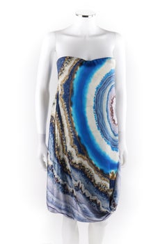 ALEXANDER McQUEEN Resort 2010 Agate Geode Print Strapless Draped Bubble Dress