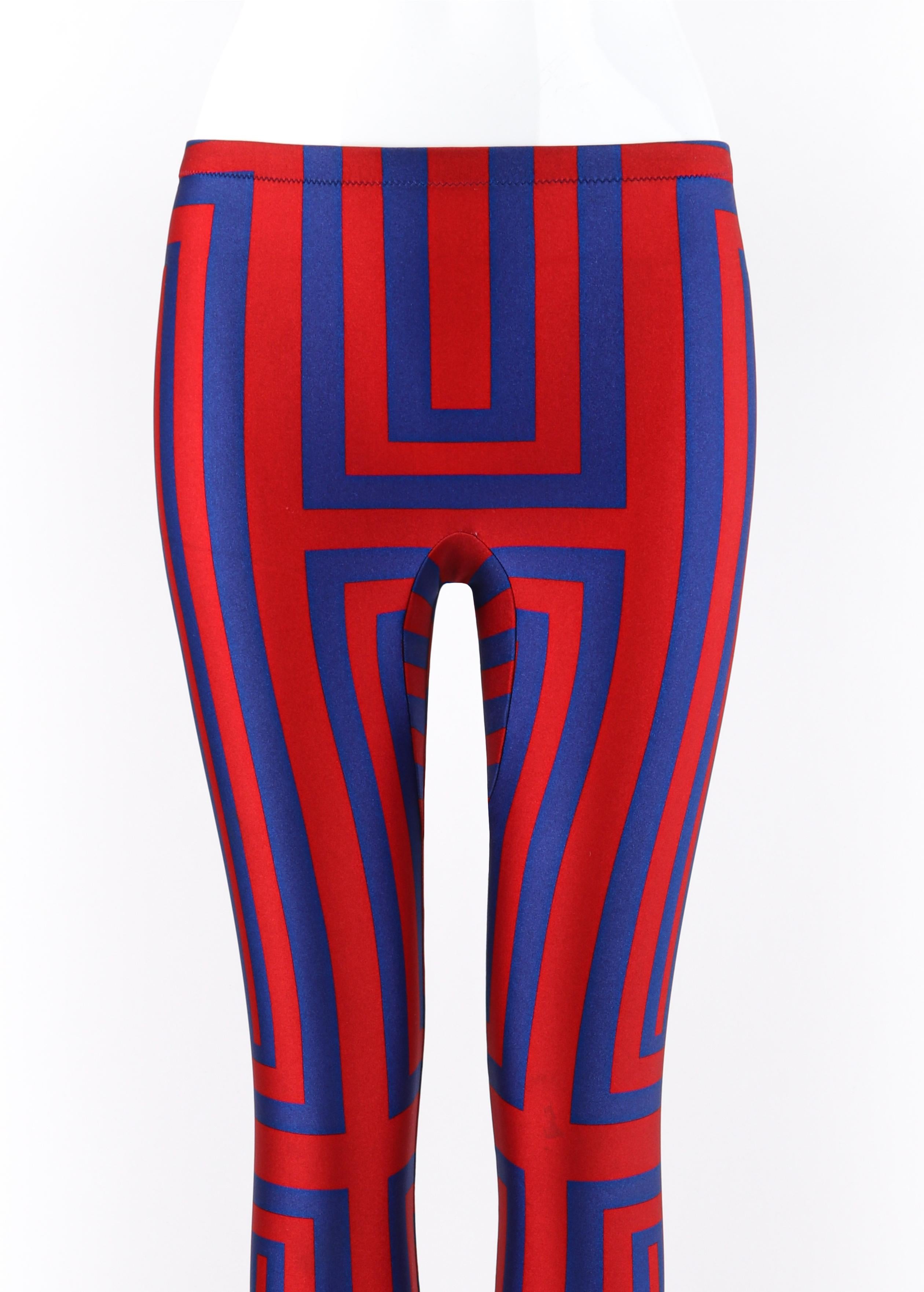 Women's ALEXANDER McQUEEN Resort 2010 Royal Blue & Red Geometric Stripe Legging Pants For Sale