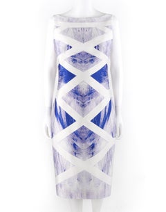 ALEXANDER McQUEEN Resort 2010 Silk Brushed Geometric Cocktail Dress NWT