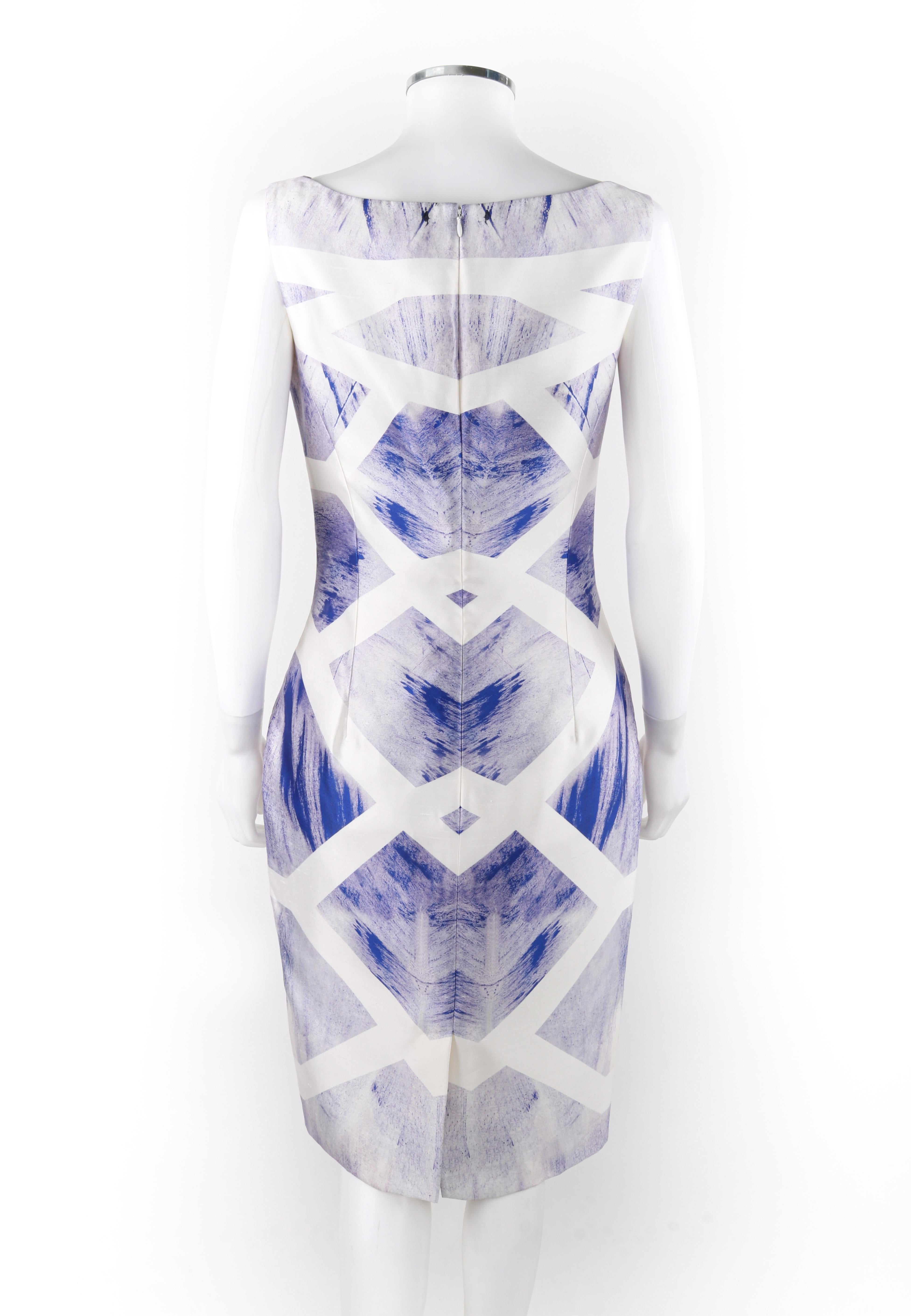 ALEXANDER McQUEEN Resort 2010 Silk Brushed Geometric Cocktail Dress NWT For Sale 1