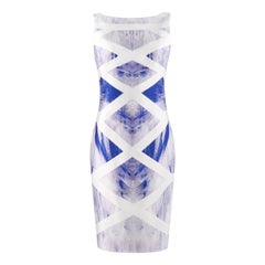 ALEXANDER McQueen - Vestito da cocktail geometrico in seta spazzolata Resort 2010 NWT