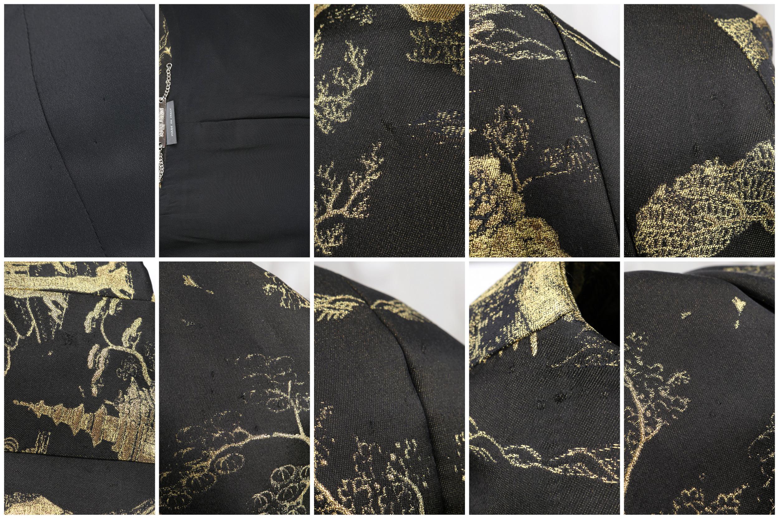 ALEXANDER McQUEEN Resort 2011 Black Gold Brocade Armour Sleeve Zip Up Jacket Top 3