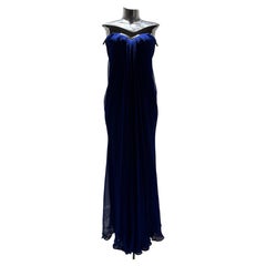 Alexander McQueen Resort 2011 Long Blue Strapless Dress