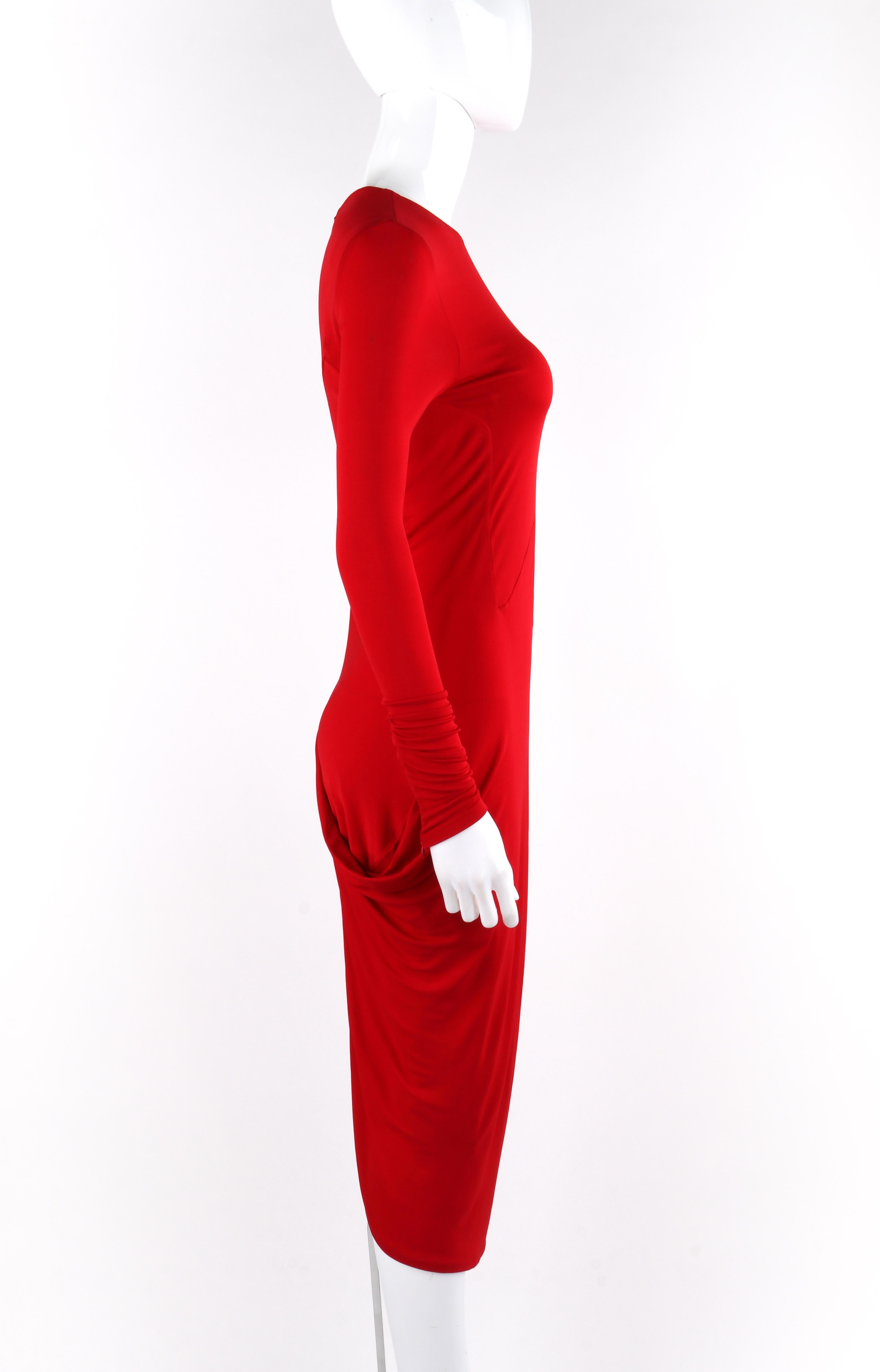 red bodycon dress long sleeve