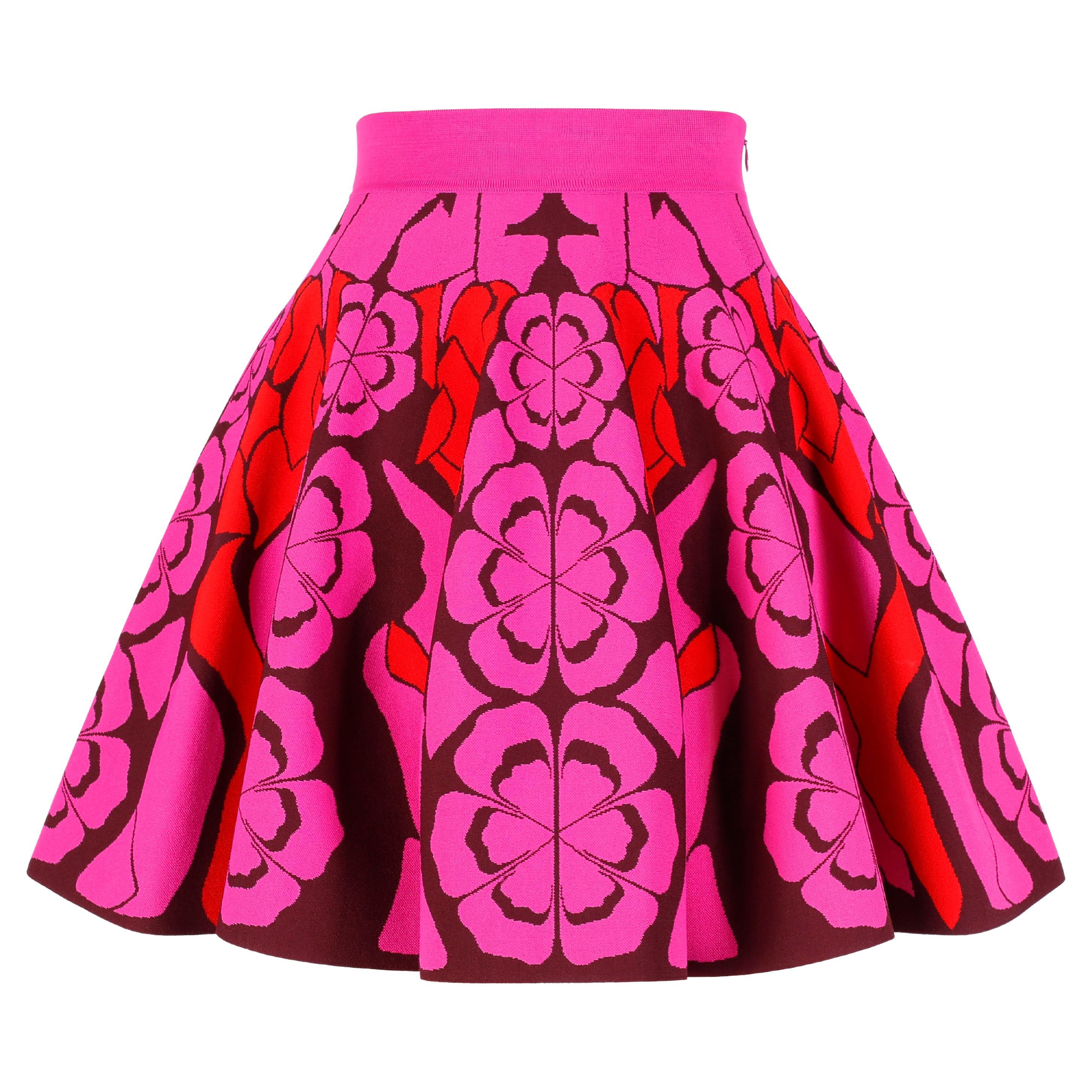Alexander McQueen Resort 2015 Flower Kaleidoscope Pleated Flair Mini Skirt XS