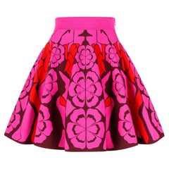 Alexander McQueen Resort 2015 Flower Kaleidoscope Pleated Flair Mini Skirt XS