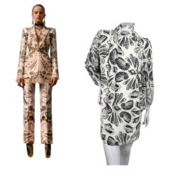 Alexander McQueen Resort 2019 Seashell Print Silk Scarf-Tie Dress IT 40