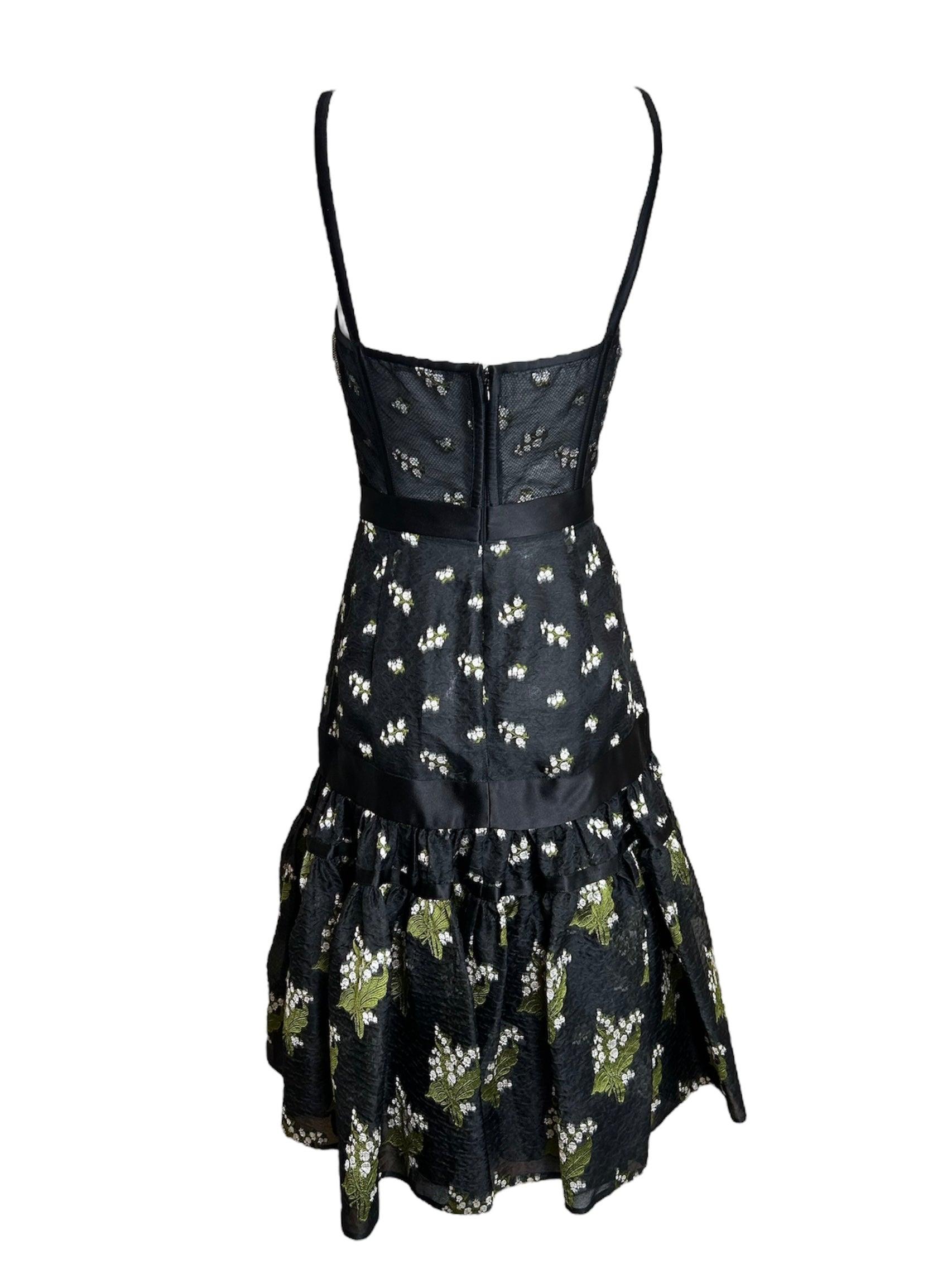 Black Alexander Mcqueen Resort Floral Reverse-Print Bustier Dress, 2016 For Sale