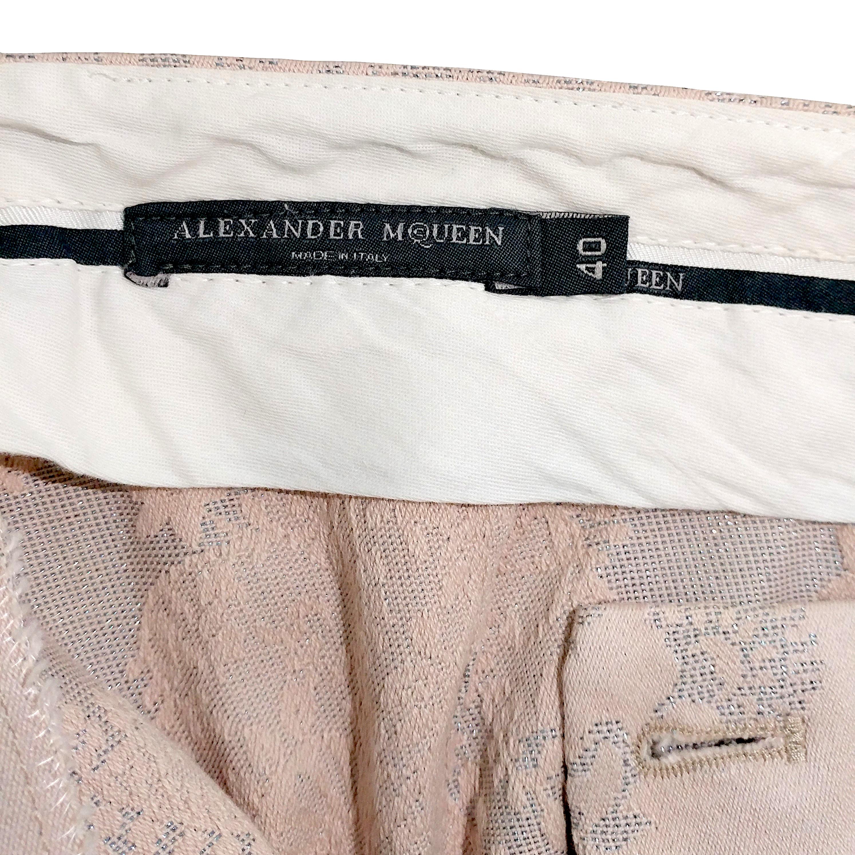 Women's ALEXANDER MCQUEEN - Rose Cotton 7/8 Pants with Silver Embroidery  Size 4US 36EU