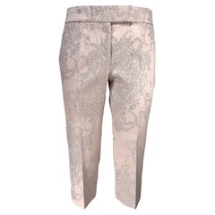 ALEXANDER MCQUEEN - Rose Cotton 7/8 Pants with Silver Embroidery  Size 4US 36EU