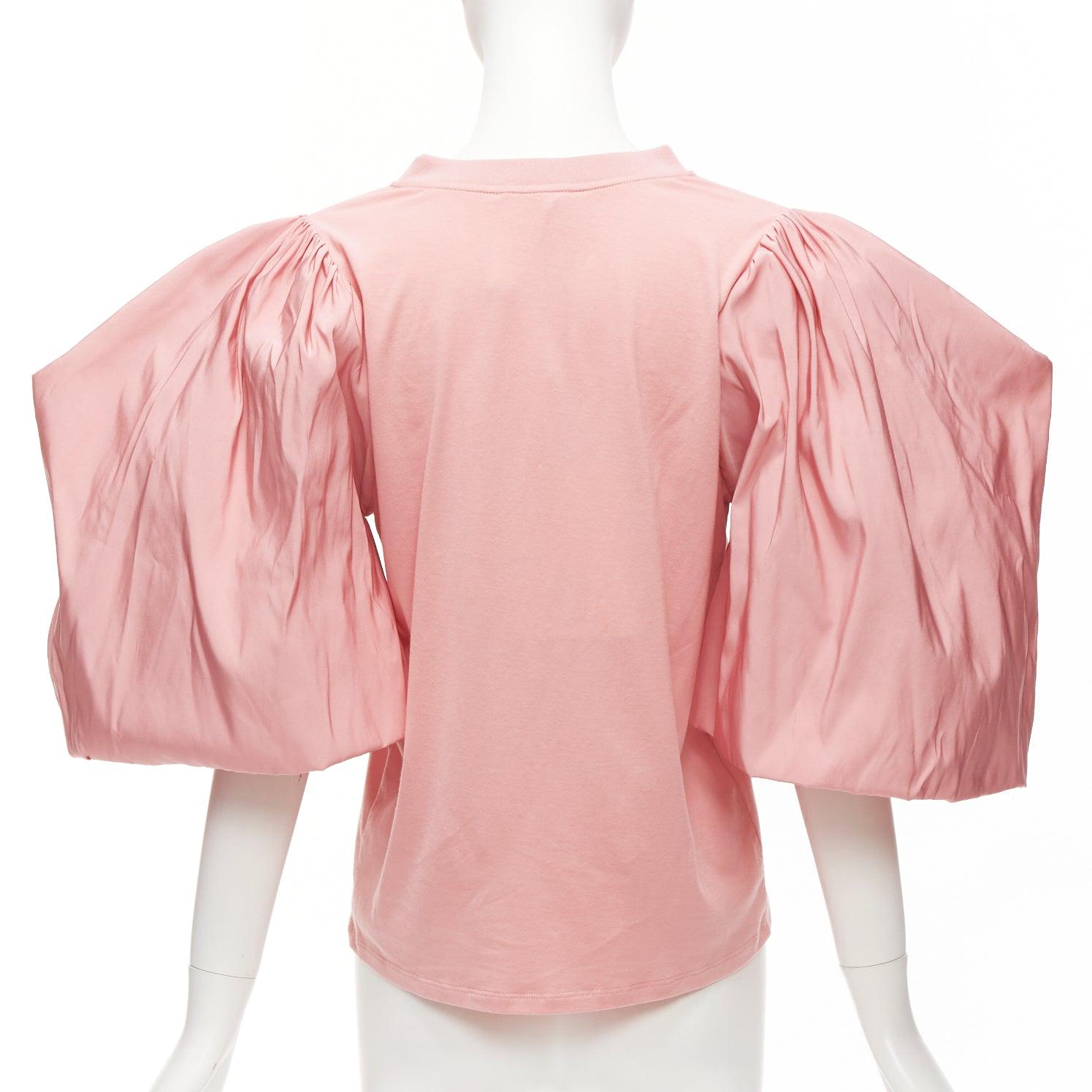 ALEXANDER MCQUEEN rose pink dramatic puff sleeve cotton tshirt IT38 XS For Sale 1