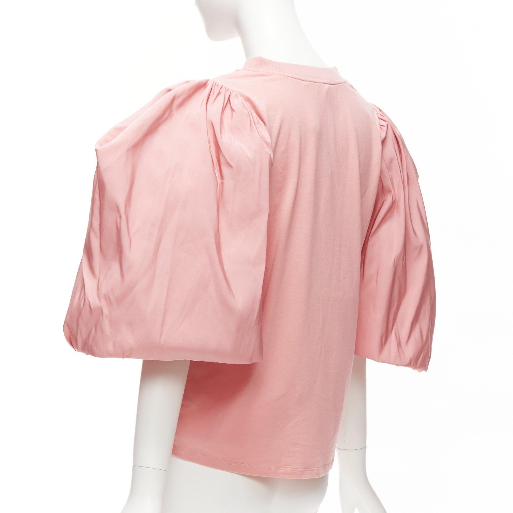 ALEXANDER MCQUEEN rose pink dramatic puff sleeve cotton tshirt IT38 XS For Sale 2