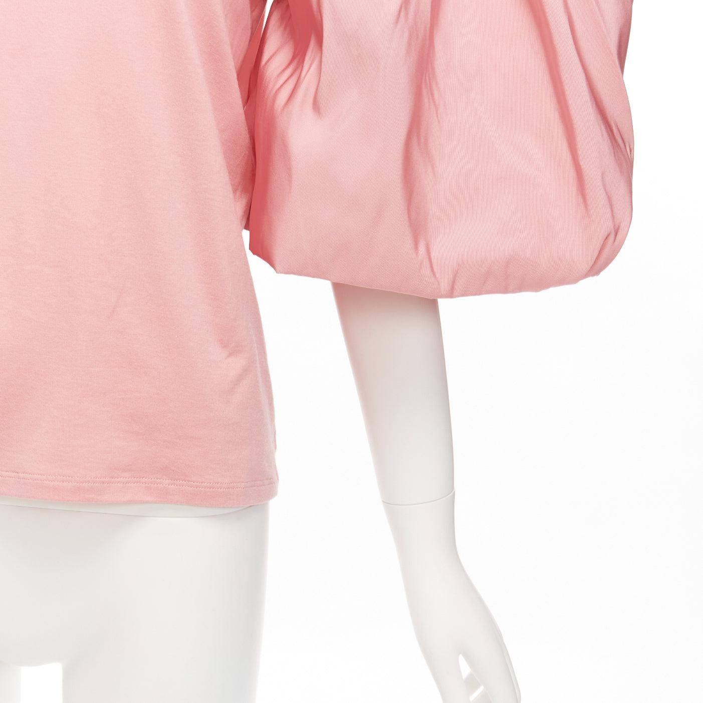 ALEXANDER MCQUEEN rose pink dramatic puff sleeve cotton tshirt IT38 XS For Sale 3