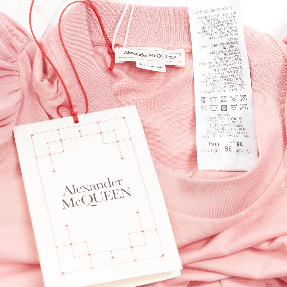 Alexander McQueen - tshirt in cotone con maniche a sbuffo rosa drammatico IT38 XS in vendita 3
