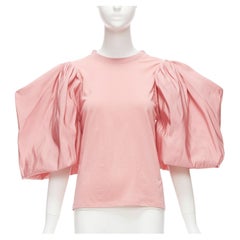 ALEXANDER MCQUEEN rose pink dramatic puff sleeve cotton tshirt IT38 XS