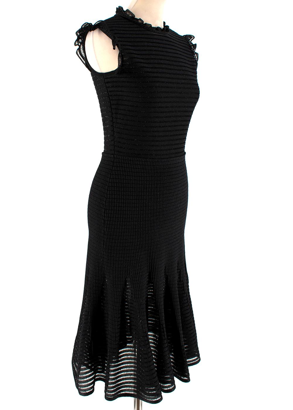Alexander Mcqueen Ruffle Neck and Sleeve Sheer Knit Dress - Size Small ...