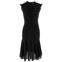 Alexander Mcqueen Ruffle Neck & Sleeve Sheer Knit Dress - Size Small