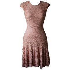 Alexander McQueen Ruffle Stretch Knit Mini Dress