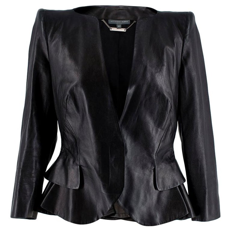 Alexander McQueen Ruffled Nappa Leather Jacket 42 at 1stDibs