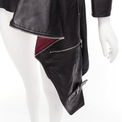 ALEXANDER MCQUEEN Runway black leather zip asymmetric hem biker jacket IT38 XS