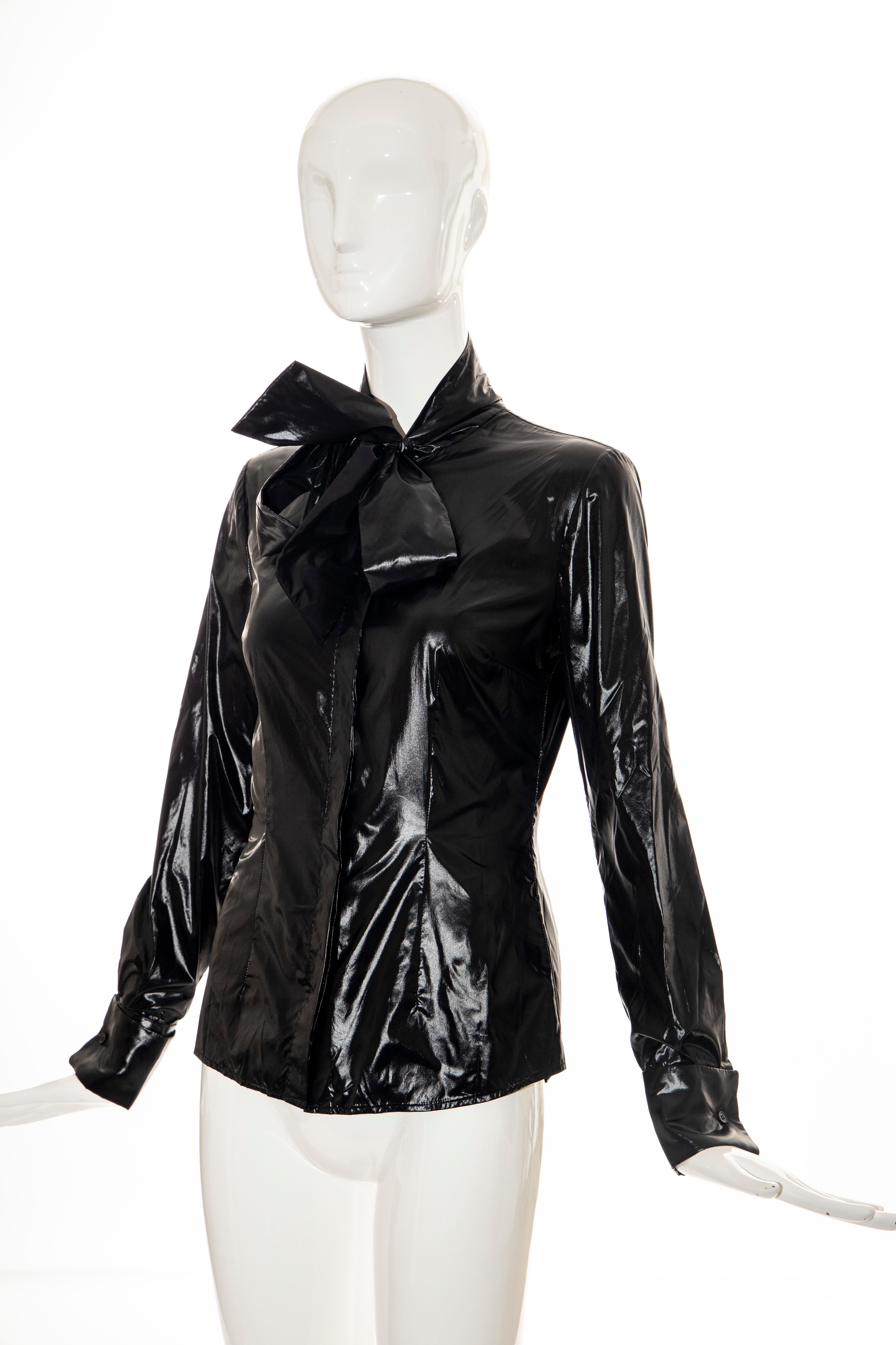 Alexander McQueen Runway Black Pussycat Bow Blouse 