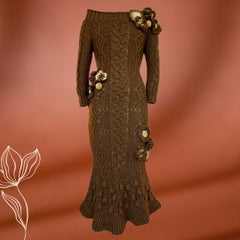 Alexander McQueen Runway/Editorial Fall/Winter 2005 Brown Sweater Dress Size M