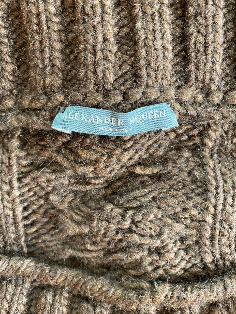 Alexander McQueen Runway/Editorial Fall/Winter 2005 Brown Sweater Dress Size M For Sale 1
