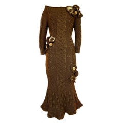 Alexander McQueen Runway/Editorial Fall/Winter 2005 Brown Sweater Dress Size M