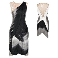 Alexander McQueen Runway Fringe Embroidered Dress Spring/Summer 2009 Size 40IT