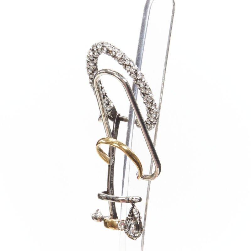 Women's ALEXANDER MCQUEEN Runway Multi hoop gold silver crystal cuff earring For Sale