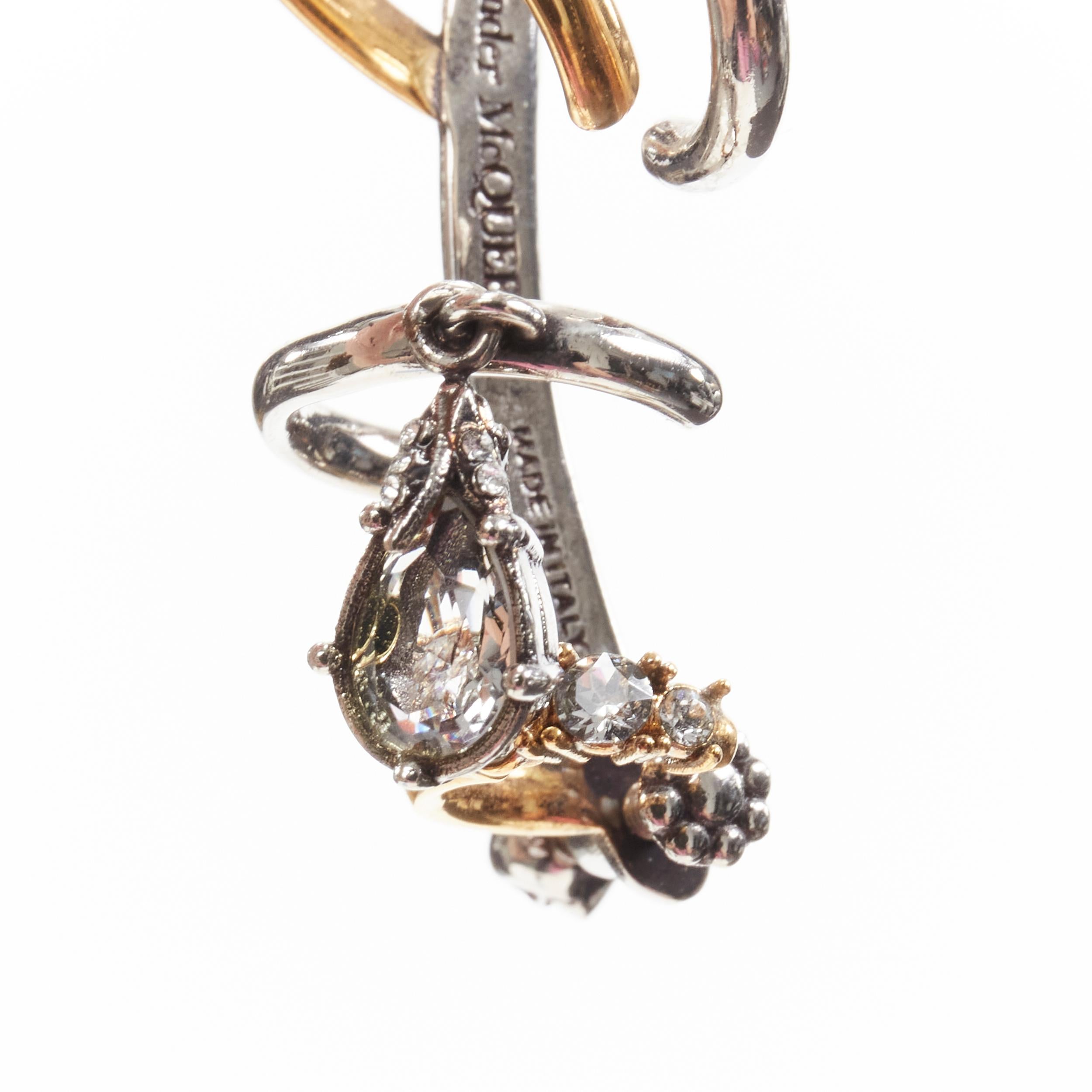 ALEXANDER MCQUEEN Runway Multi hoop gold silver crystal cuff earring For Sale 3