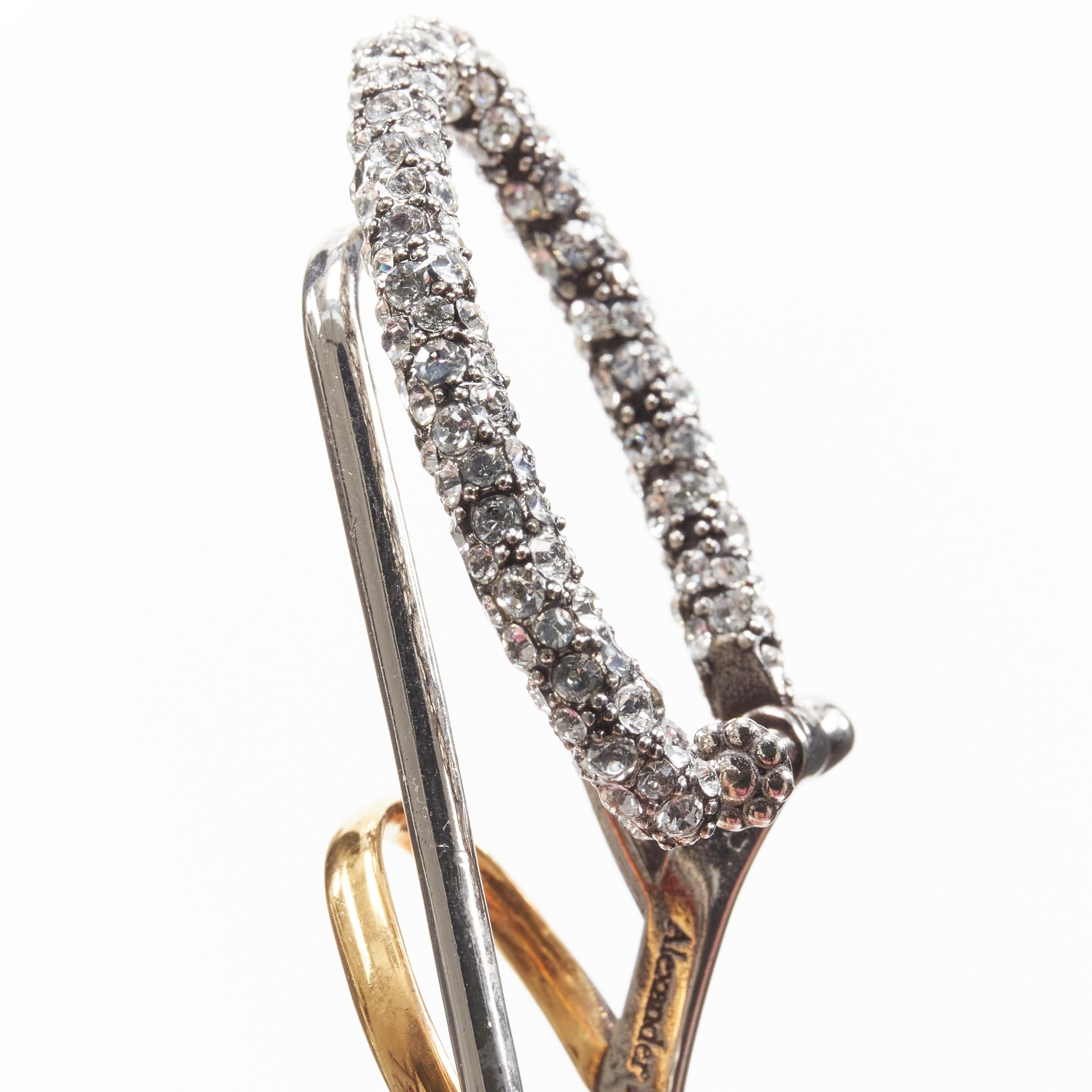 ALEXANDER MCQUEEN Runway Multi hoop gold silver crystal cuff earring For Sale 4