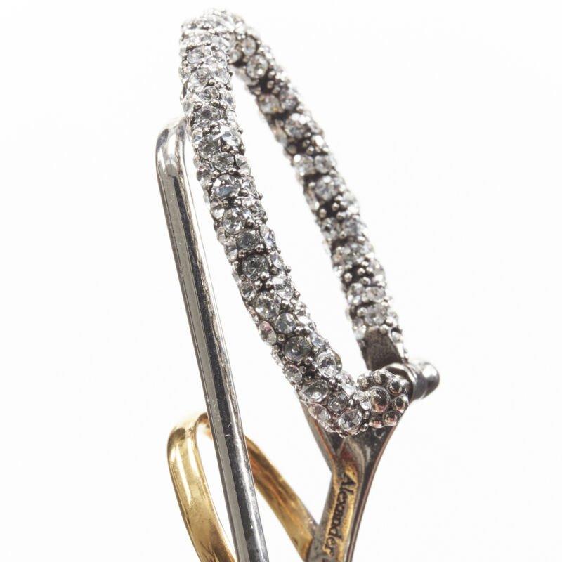 ALEXANDER MCQUEEN Runway Multi hoop gold silver crystal cuff earring For Sale 5