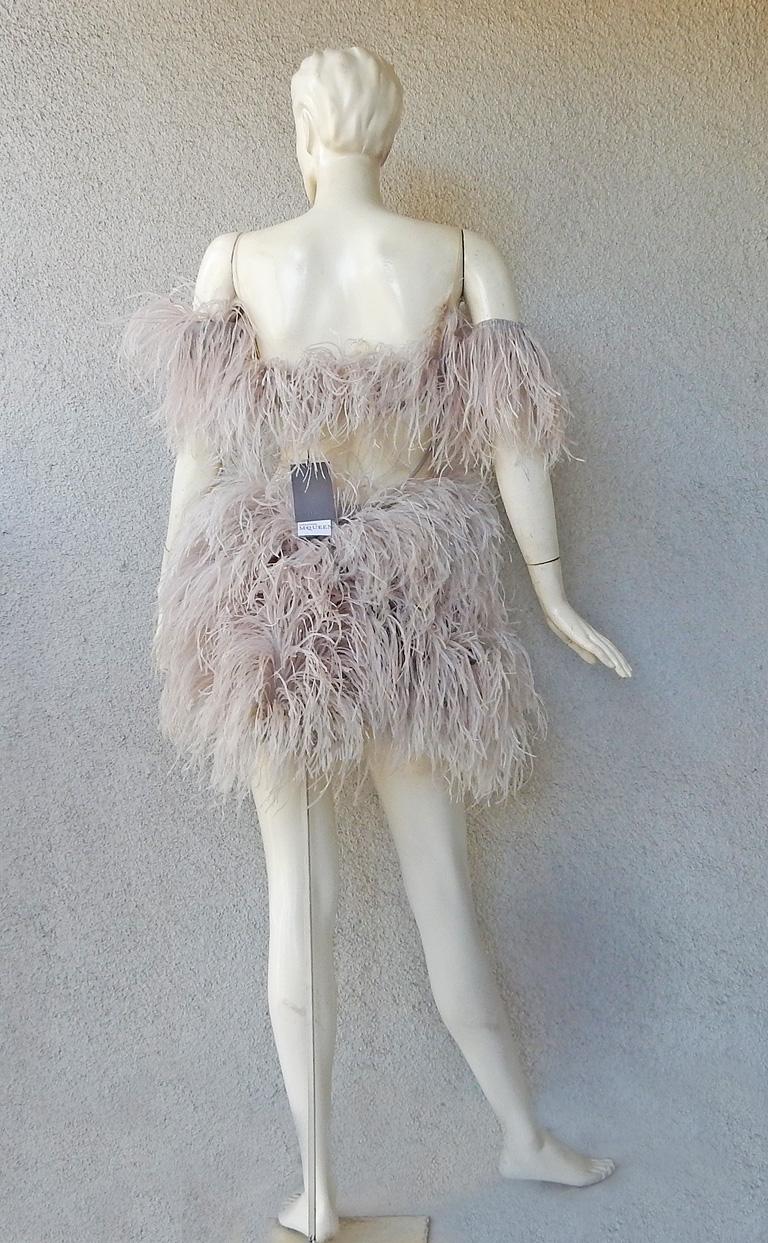 Alexander McQueen Runway Ostrich Feather Mini Dress For Sale 2