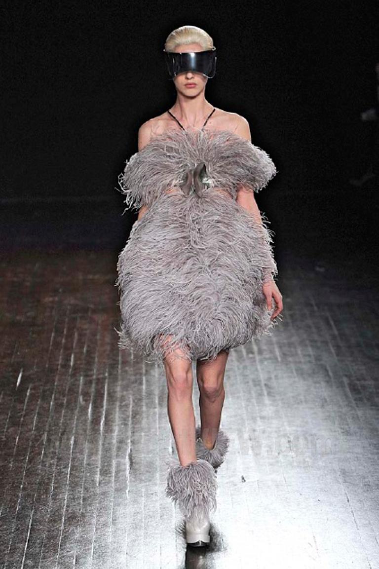 Alexander McQueen Runway Ostrich Feather Mini Dress For Sale 3