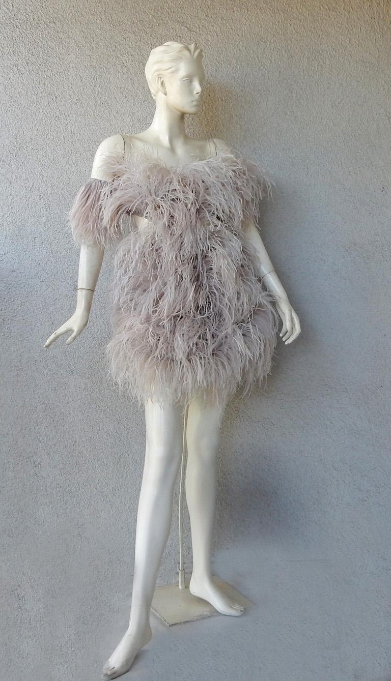 Alexander McQueen Runway Ostrich Feather Mini Dress For Sale 4