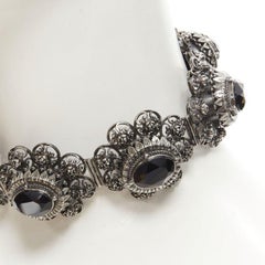 ALEXANDER MCQUEEN - Collier ras de cou Runway Rose - Collier ras de cou en métal argenté et noir avec bijoux