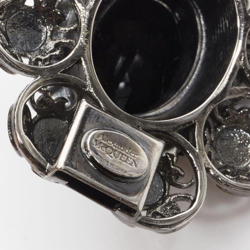 ALEXANDER MCQUEEN Runway Rose Choker gunmetal silver black jewel choker necklace For Sale 4