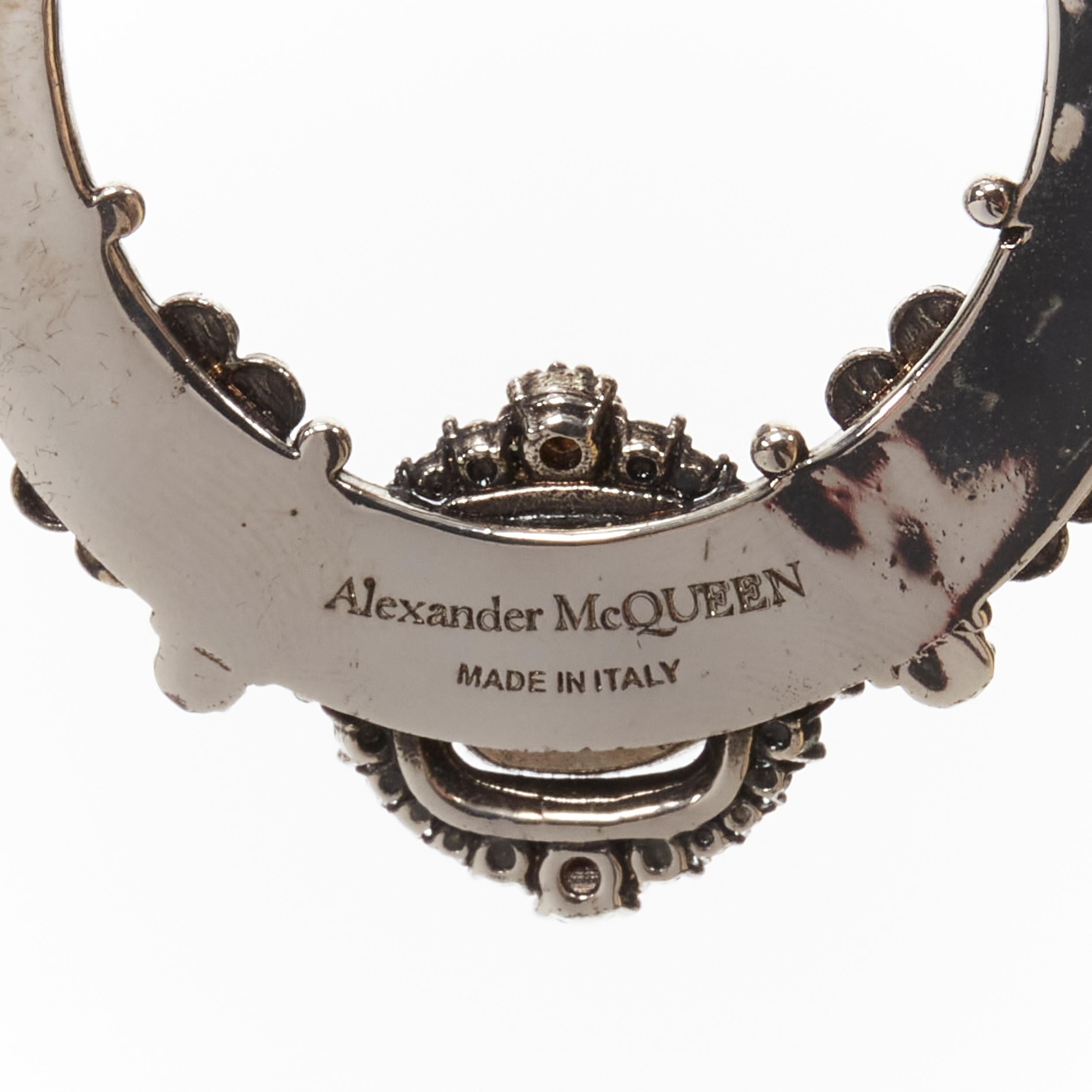 Silver ALEXANDER MCQUEEN Runway silver rhinestone teardrop earcuff statement earring For Sale