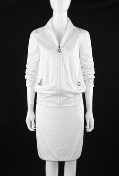 ALEXANDER McQUEEN S/S 2000 "Eye" 2pc White Herringbone Athletic Skirt Set NWT