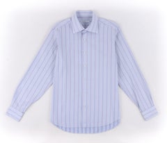 ALEXANDER McQUEEN S/S 1995 Striped Crosshatch Button Front Men's Dress Shirt