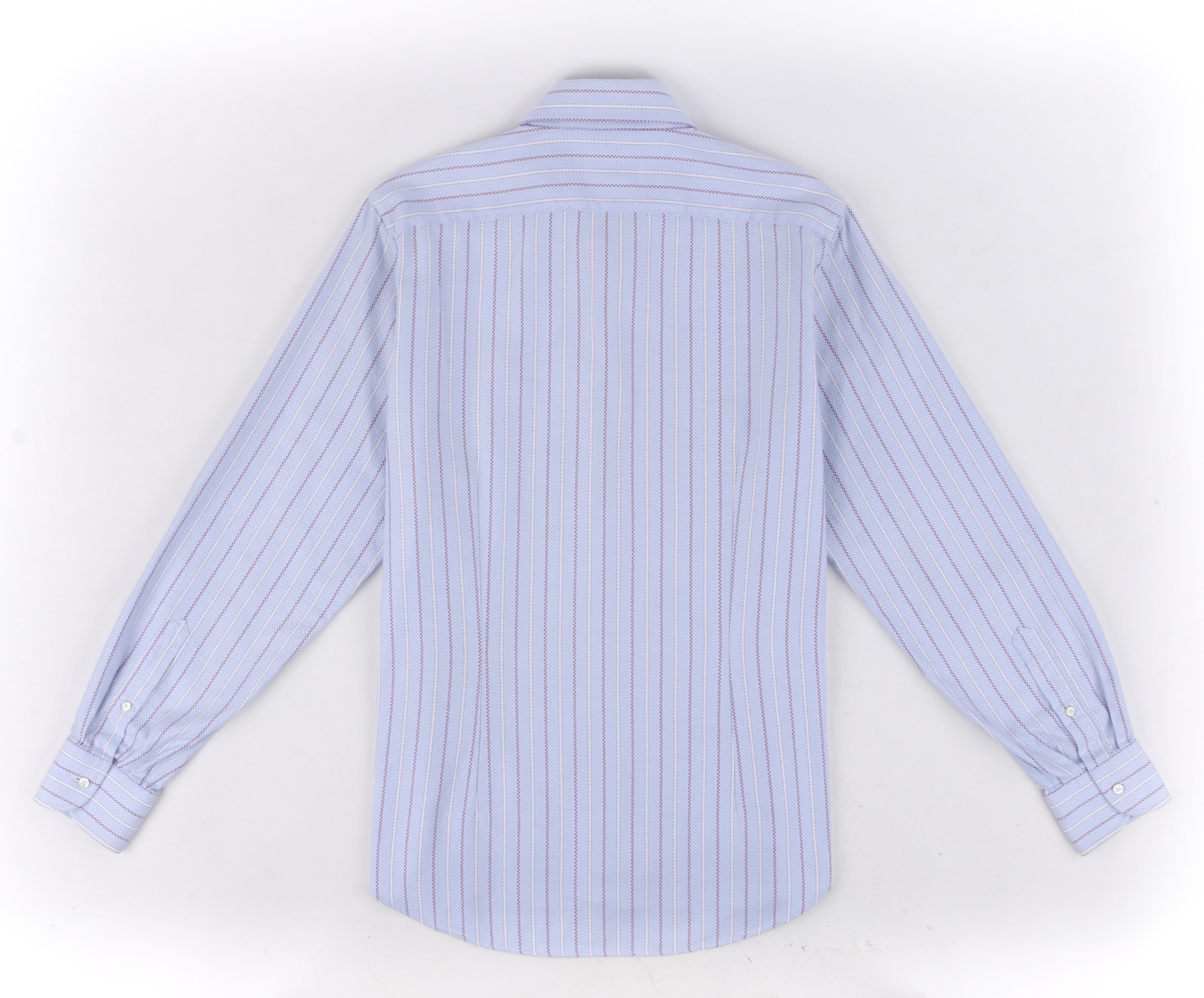 Purple ALEXANDER McQUEEN S/S 1995 Striped Crosshatch Button Front Men's Dress Shirt  For Sale