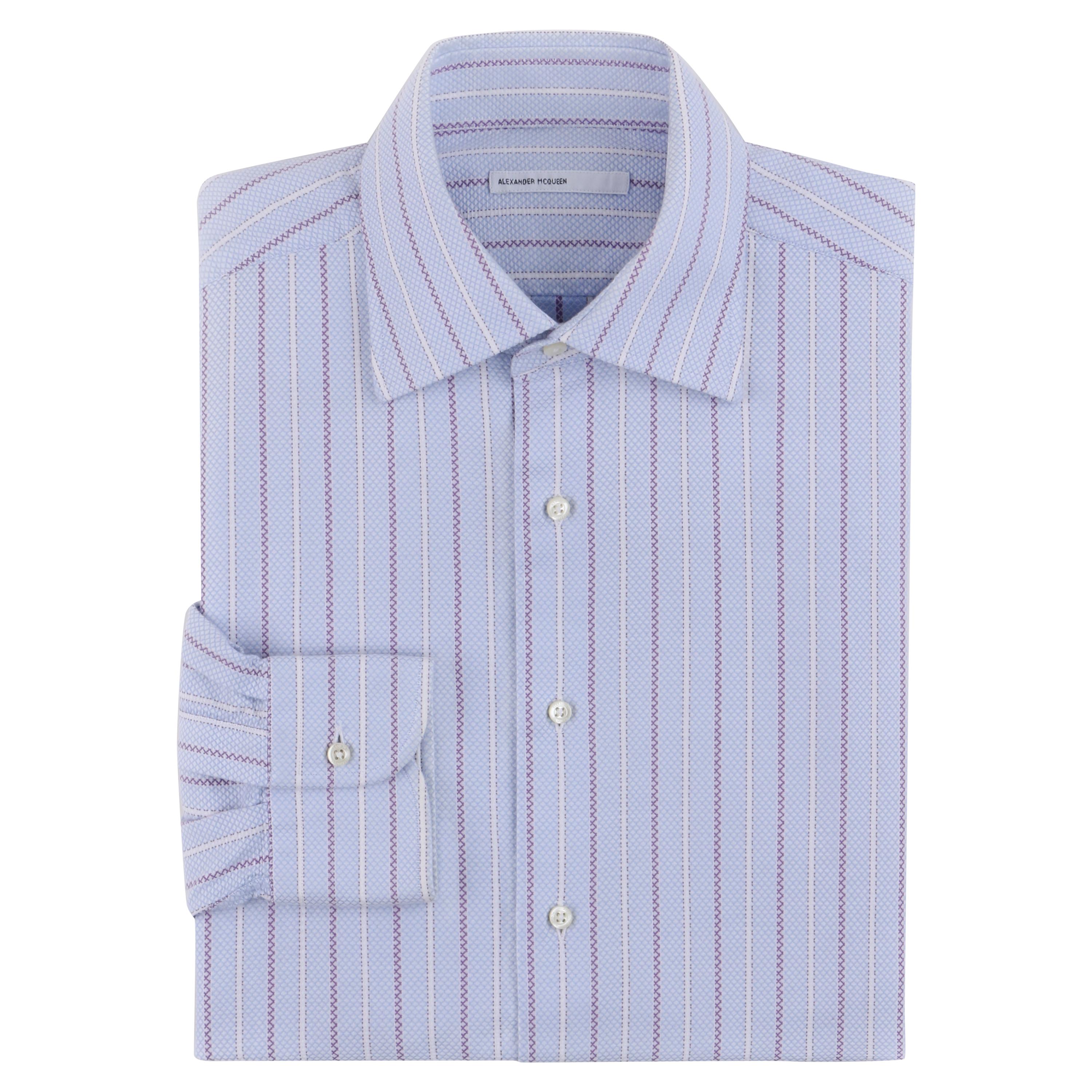 ALEXANDER McQUEEN S/S 1995 Striped Crosshatch Button Front Men's Dress Shirt  For Sale