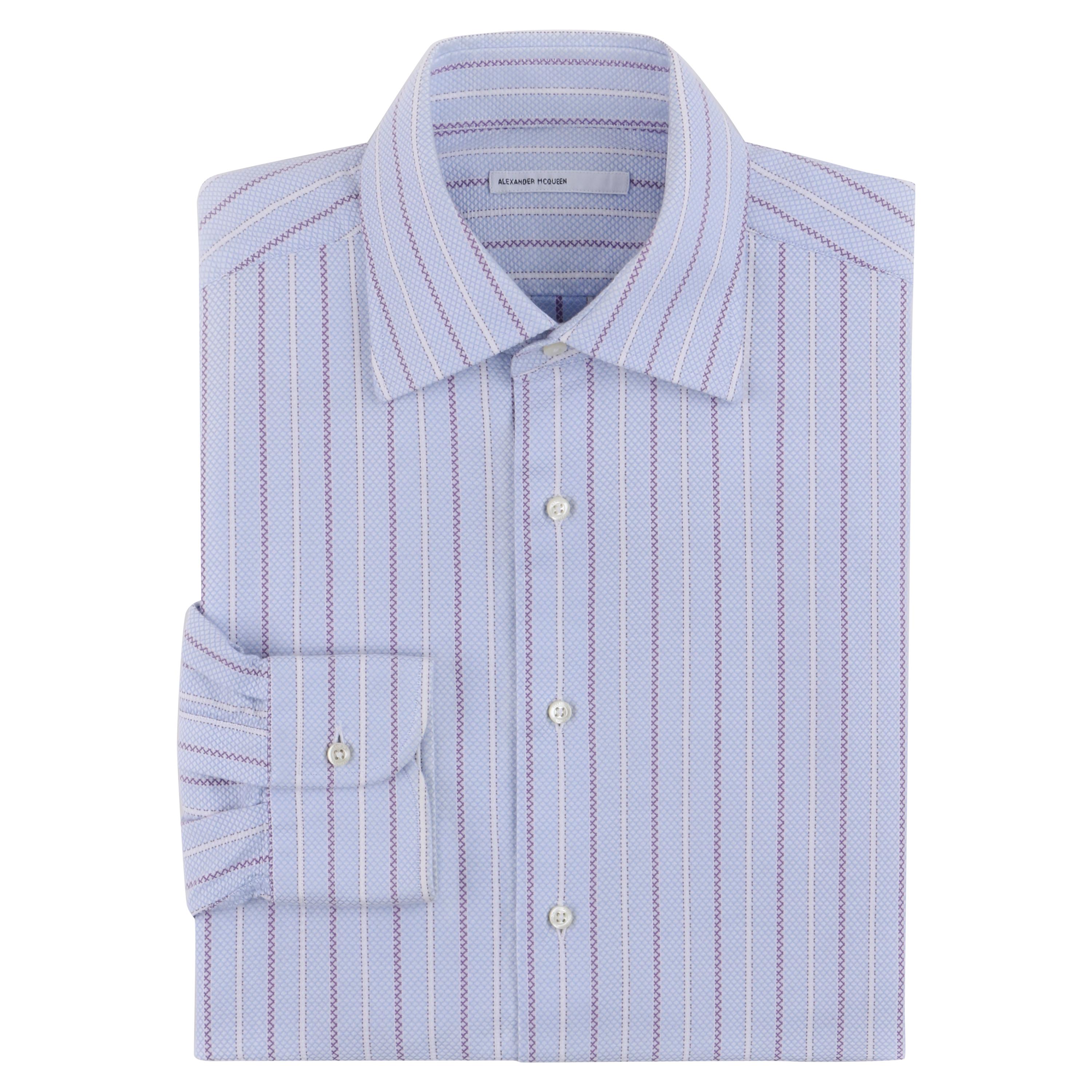 ALEXANDER McQUEEN S/S 1995 Striped Crosshatch Button Front Men's Dress Shirt For Sale