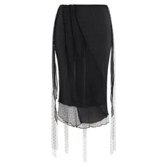 ALEXANDER McQUEEN S/S 1995 "Los pájaros" Falda midi a capas con tira de encaje de seda negra