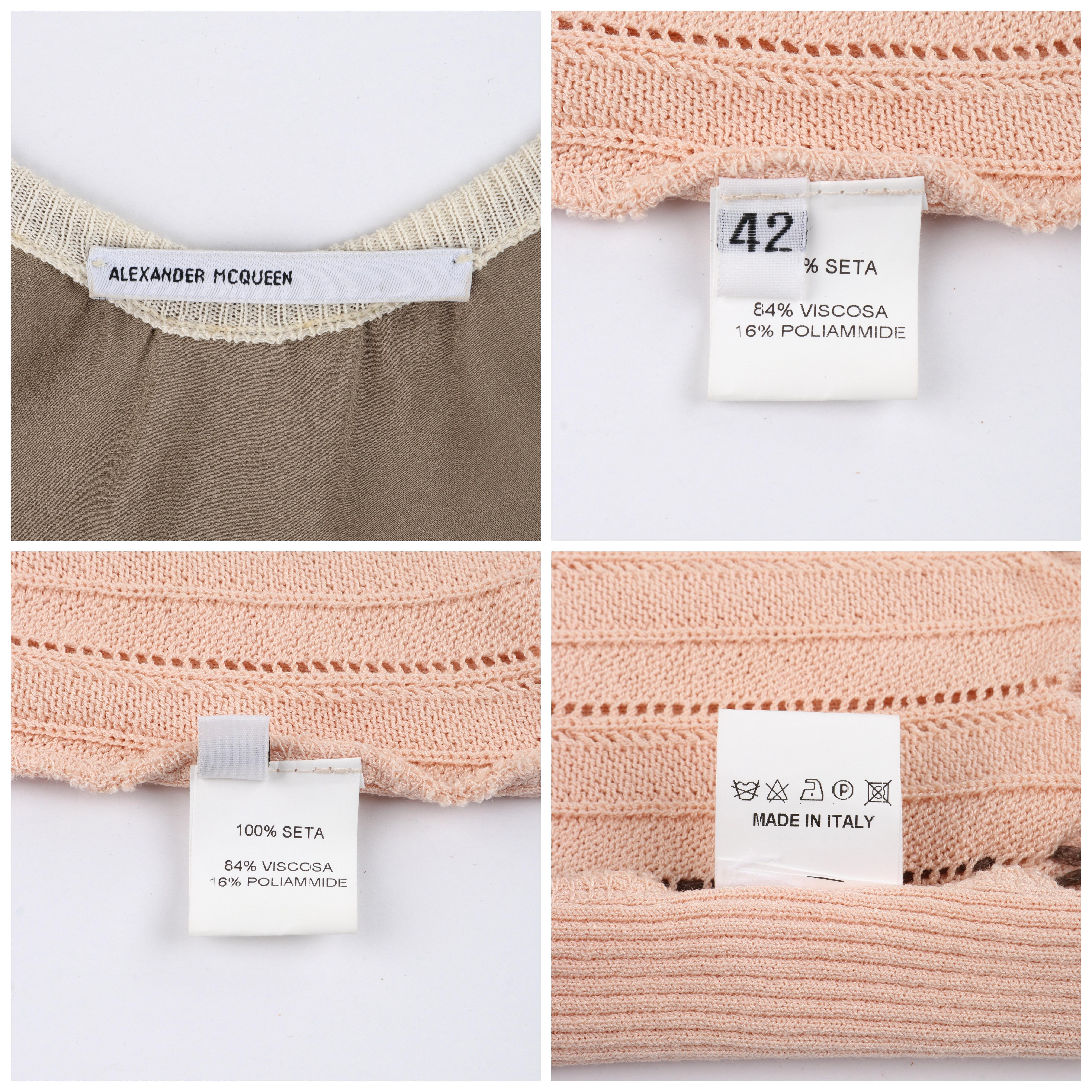  ALEXANDER McQUEEN S/S 1995 “The Birds” Pink Bronze Silk Satin Knit V Neck Top For Sale 2