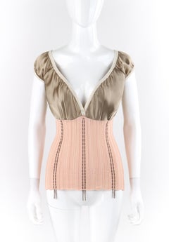 ALEXANDER McQUEEN S/S 1995 “The Birds” Pink Bronze Silk Satin Knit V Neck Top