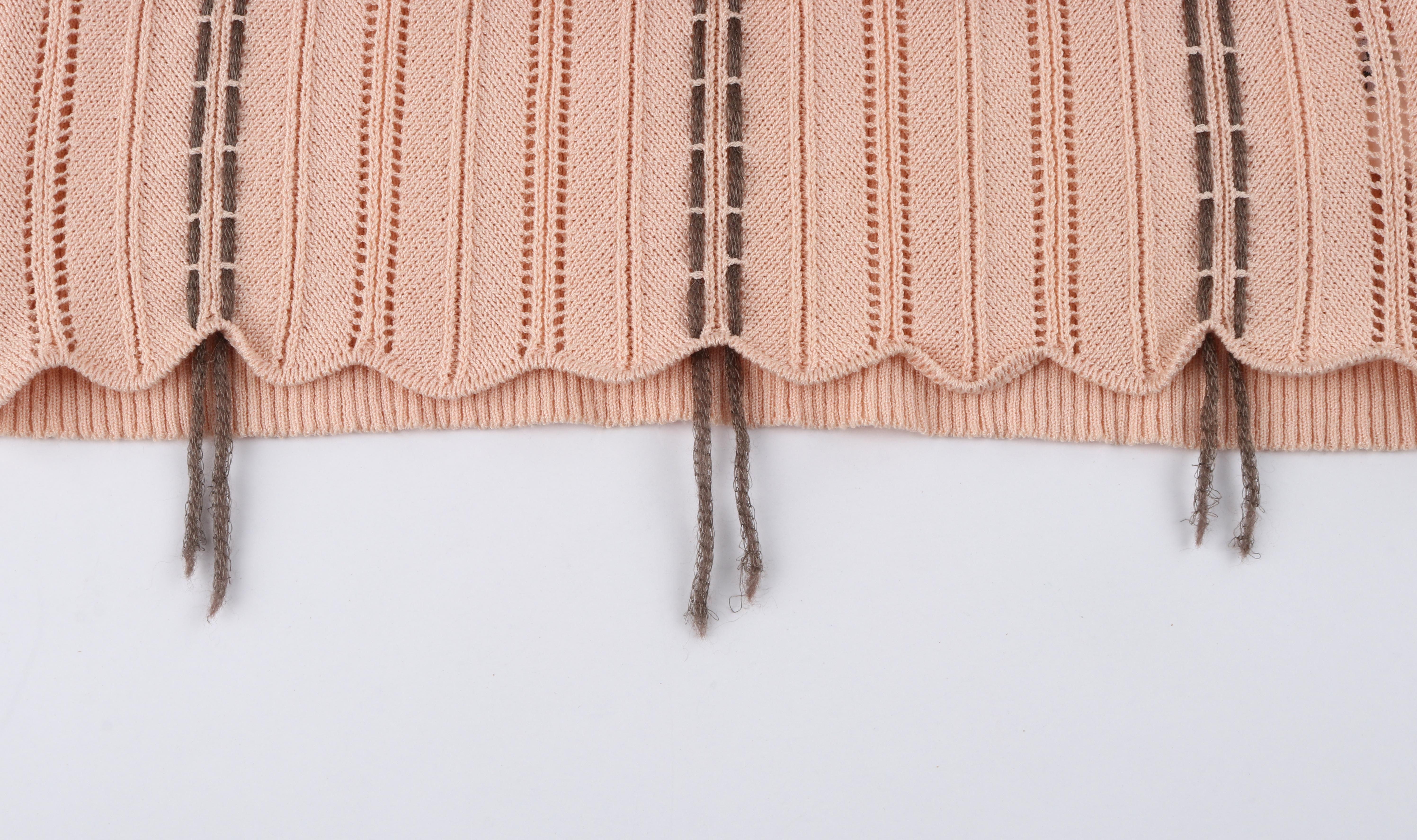  ALEXANDER McQUEEN S/S 1995 “The Birds” Pink Bronze Silk Satin Knit V Neck Top For Sale 1