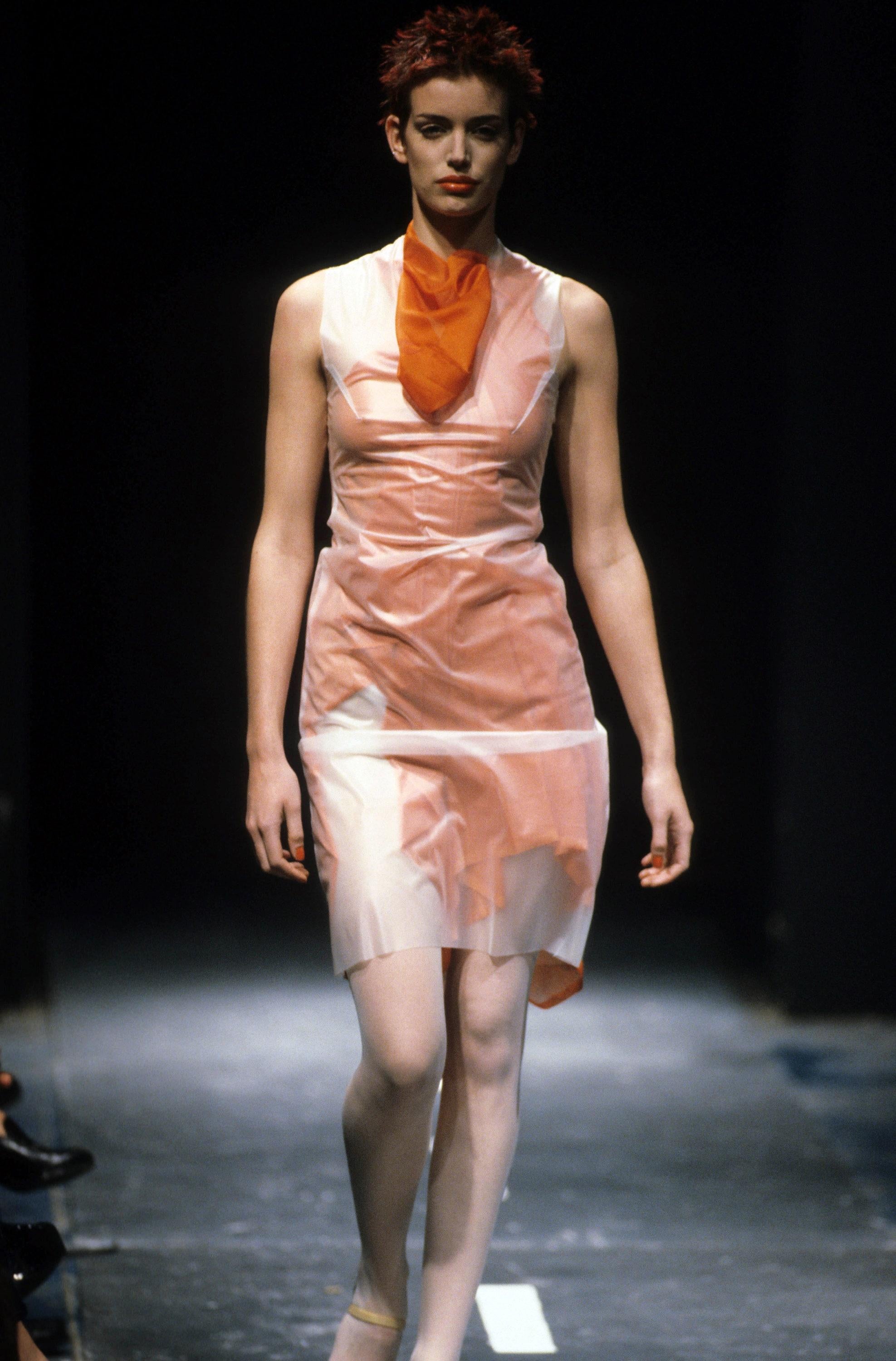 ALEXANDER McQUEEN S/S 1995 Two Toned Orange Layered Asymmetric Ruffled Skirt  For Sale 3